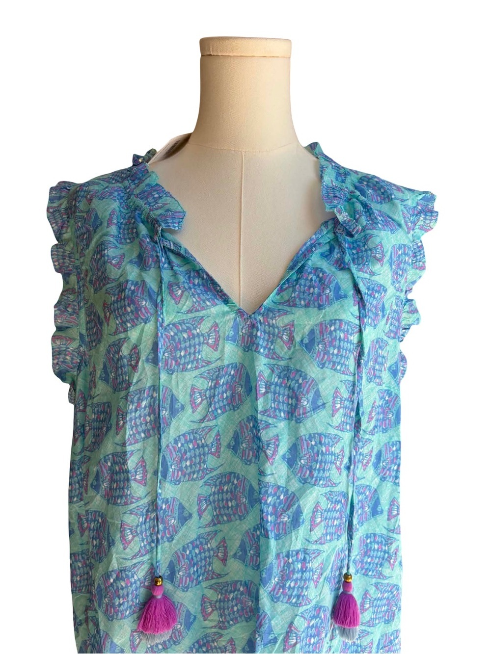 Vineyard Vines Ruffle Popover Top - Picture 4 of 6